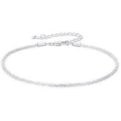 EGOO&YAMEE 925 Sterling Silver Layered Chain Bracelets Dainty Handmade Adjustable Silver Bracelets Charm Silver Double Stranded Bracelets for Women Girls