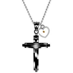 Uloveido Mens Stainless Steel Jesus Cross Necklace Real Mustard Seed Pendant Necklace Unique Design Y619