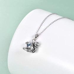 YFN Sloth Gifts Sterling Silver Sloth Necklace Heart Crystal Sloth Jewelry for Women Men