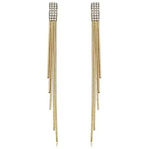 14k Gold Plated Long Tassel Dangle Drop Earrings 925 Sterling Silver Post Cubic Zirconia Bridal Earring for Woman Teen Girls 14k Gold Plated Long Tassel Dangle Drop Earrings 925 Sterling Silver Post Cubic Zirconia Bridal Earring for Woman Teen Girls