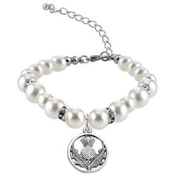 SEIRAA Outlander Inspired Jewelry Scottish Thistle Gifts Outlander Fans Scotland National Symbol Pearl Bracelet
