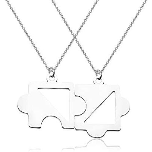 KUIYAI Best Friend Puzzle Piece Necklace 2 Pair of Jigsaw Puzzle Piece Necklace Set Couple BFF Friendship Pendant Jewelry Siblings Gift