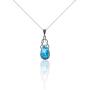 BEAN & VANILLA Larimar Stone Teardrop Ocean Blue Pendant with Italian Sterling Silver Chain Necklace