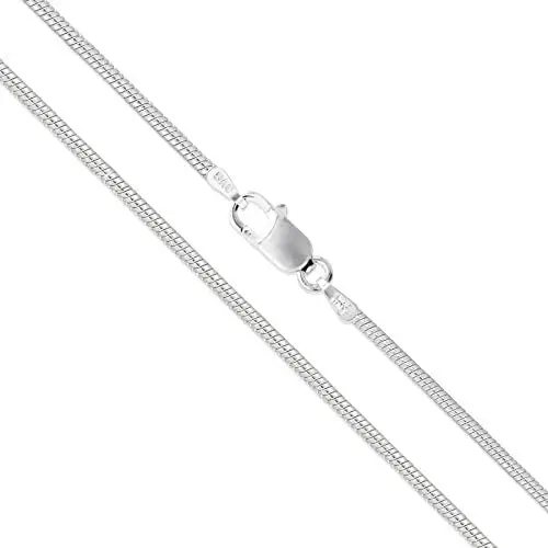 Sterling Silver Round Snake 0.8mm 0.9mm 1mm 1.2mm 1.6mm Chain 925 Italy Necklace Sterling Silver Round Snake 0.8mm 0.9mm 1mm 1.2mm 1.6mm Chain 925 Italy Necklace