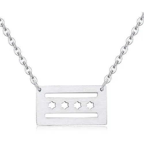 Rosa Vila Chicago Flag Pendant Necklace, Illinois State Necklace, Minimalist Chicago Gift For Women, Ideal As Chicago Gifts, Chicago Cubs Jewelry, And Minimalist Jewelry For Women Rosa Vila Chicago Flag Pendant Necklace, Illinois State Necklace, Minimalist Chicago Gift For Women, Ideal As Chicago Gifts, Chicago Cubs Jewelry, And Minimalist Jewelry For Women