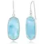 Caribbean Natural Larimar Gemstone Large Long Hexagon-Shaped Sterling Silver Dangling Earrings Jewelry for Women or Teens Caribbean Natural Larimar Gemstone Large Long Hexagon-Shaped Sterling Silver Dangling Earrings Jewelry for Women or Teens