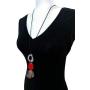 Tagua Nut Necklace Long Tagua Necklace in Red and Gray TAG638, Vegetable Ivory Necklace. Organic Handmade Tagua Nut Jewelry
