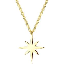 DELLA MODA Dainty Little North Star CZ Gold Necklace | 18k Gold Plated Hypoallergenic Brass