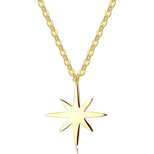 DELLA MODA Dainty Little North Star CZ Gold Necklace | 18k Gold Plated Hypoallergenic Brass
