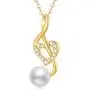 Heart-Shaped Music Note Pendant Necklace with Moissanite and Pearl, 10K 14K 18K Yellow Gold Necklace Jewelry for Women/Girls/Party/Anniversary Day/Birthday