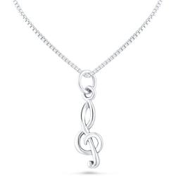 Sterling Silver Treble Clef Music Note Necklace