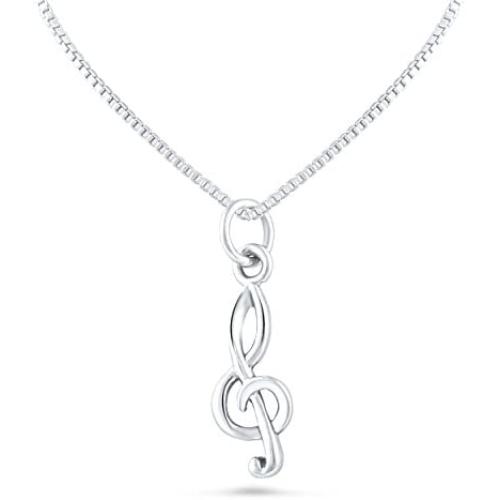 Sterling Silver Treble Clef Music Note Necklace