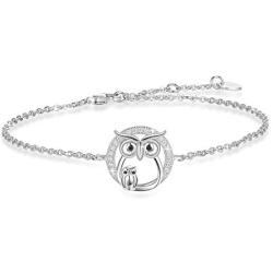 YZSFMZGE Owl Bracelet for Women 925 Sterling Silver Adjustable Bracelet