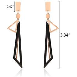 uPrimor Titanium Steel Medium Long Drop Dangle Earrings