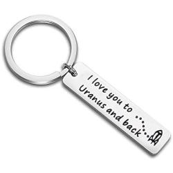 AKTAP Boyfriend Gift I Love You to Uranus and Back Couple Keychain Gifts for Girlfriend