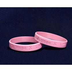 Pink Ribbon Silicone Bracelets for Breast Cancer Awareness - Inexpensive Breast Cancer Rubber Wristbands - 50 Bracelets