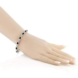 Gem Stone King 8.00 Ct Oval Black Onyx 925 Sterling Silver 7 Inch Bracelet With 1 Inch Extender