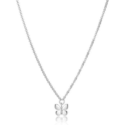 Molly B London Sterling Silver Butterfly Necklace with White Topaz - Ideal Teen Birthday Gift or Graduation Jewelry