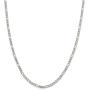 Solid 925 Sterling Silver 4mm Pave Flat Figaro Chain Necklace - with Secure Lobster Lock Clasp