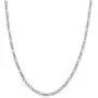 Solid 925 Sterling Silver 4mm Pave Flat Figaro Chain Necklace - with Secure Lobster Lock Clasp Solid 925 Sterling Silver 4mm Pave Flat Figaro Chain Necklace - with Secure Lobster Lock Clasp