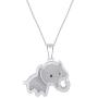 1/20 Carat (Cttw) Round Enhanced Black & White Natural Diamond Accent Elephant Pendant Necklace In 14k Gold Over Sterling Silver