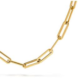 Stonemint 18k Warm Yellow Gold-Plated 4.8mm Paperclip Link Chain Necklace and Bracelet - 6.75''- 24''