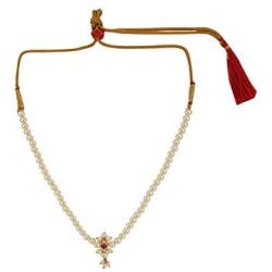 Efulgenz Indian Bollywood Traditional White Red Rhinestone Faux Ruby Pearl Designer Thusi Style Necklace in Antique 18K Gold Tone for Women and Girls