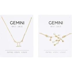 Gemini Zodiac Necklace and Bracelet, Astrology Jewelry Sets for Women