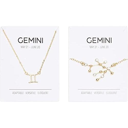 Gemini Zodiac Necklace and Bracelet, Astrology Jewelry Sets for Women