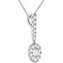 Vaarya 14K White Gold Diamond Halo Stick Pendant Necklace (1/2 Ct tw, AGS Certified GH+/SI2-I1+)