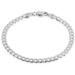 QUADRI - Cuban Link Chain 925 Sterling Silver Made in Italy Certified - Women Men Boys Girls Bracelet - 7 to 9 inch - 5mm Diamond-Cut - Gift Box Included