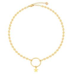 S.J JEWELRY Womens Simple Delicate Handmade 14k Gold Plated/Rose Gold Plated Dainty Circle Thin Open Circle Chain Star Choker Necklace