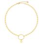 S.J JEWELRY Womens Simple Delicate Handmade 14k Gold Plated/Rose Gold Plated Dainty Circle Thin Open Circle Chain Star Choker Necklace