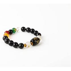 Feng Shui Obsidian Five-element Wealth Porsperity 10mm Bracelet , Attract Wealth and Good Luck, Deluxe Gift Box Included