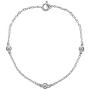 Sterling Silver Cubic Zirconia Station Dainty Chain Bracelet for Girls or Women
