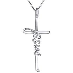 LINLIN FINE JEWELRY Cross Necklace 925 Sterling Silver Infinity Love of God Heart Cross Pendant Necklace Christian Gift for Women Girls