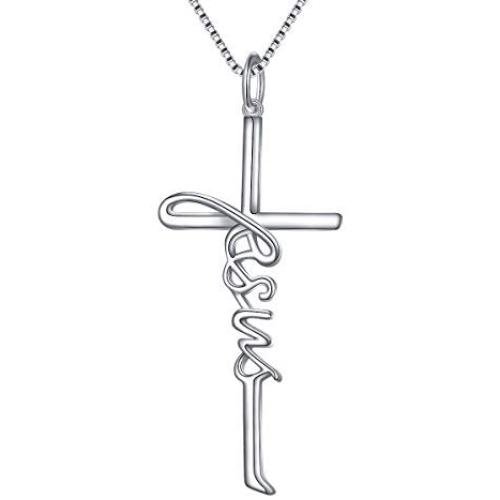 LINLIN FINE JEWELRY Cross Necklace 925 Sterling Silver Infinity Love of God Heart Cross Pendant Necklace Christian Gift for Women Girls