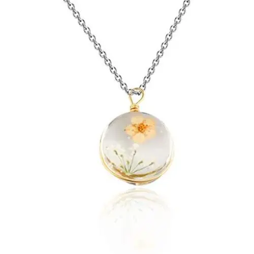 BAUNA Dried Flower Necklace Processed Real Flower Pendant Necklace for Mori Girls BAUNA Dried Flower Necklace Processed Real Flower Pendant Necklace for Mori Girls