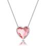 RIMAYZI Platinum Plated Love Heart Crystal Pendant Necklaces for Women Birthday Jewelry Gifts for Women Mom Wife Couples Teen Girls 16”+2.4”