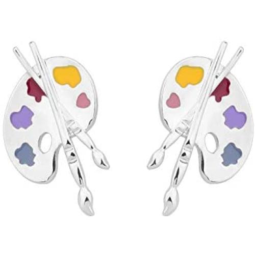 SEIRAA Artsy Paint Palette Earring for Art Teacher Painting Lovers Paint Brush Artist Jewelry