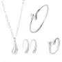 Waterdrop Necklace Set Simple Teardrop Stud Earrings Water Drop Comma Open Bracelet Rings Set for Women Girl 4Pcs/set Waterdrop Necklace Set Simple Teardrop Stud Earrings Water Drop Comma Open Bracelet Rings Set for Women Girl 4Pcs/set