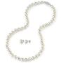 THE PEARL SOURCE 14K Gold 6-6.5mm AAA Quality Round White Akoya Cultured Pearl Necklace & Earrings Set in 17'' Princess Length for Women