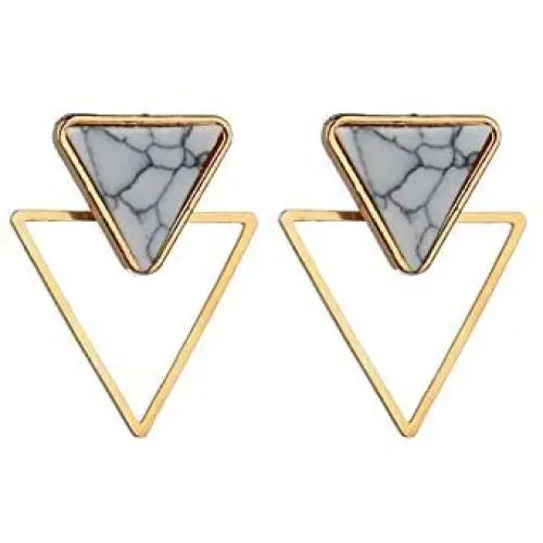 Triangle Dangle Earrings Geometric Double Triangle Marble Turquoise Statement Drop Earrings Stud Ear for Women Girls Jewelry Triangle Dangle Earrings Geometric Double Triangle Marble Turquoise Statement Drop Earrings Stud Ear for Women Girls Jewelry