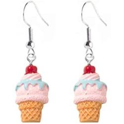 Cute Colorful Ice Cream Drop Earrings for Women Girls Little Pearl Ice Cream Dangle Earrings Creative Mini Dessert Jewelry
