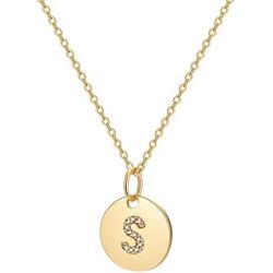 Mothers Day Gifts Initial Necklace Dainty Round Disc Letters Alphabet Pendant Necklace 14K Real Gold Plated Personalized Pendant Necklace for Women