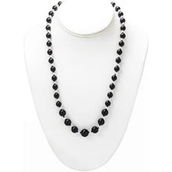 ISAAC WESTMAN 8-12MM Graduated Polished Black Onyx Beaded Necklace | 925 Sterling Silver Beads