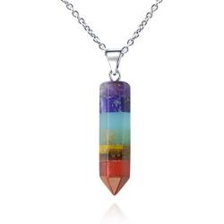 7 Chakra Natural Stones Pendants Necklace Healing Gemstone Crystal Energy Necklaces for Women Men Ladies Girls
