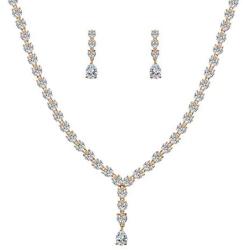 WeimanJewelry Women Cubic Zirconia CZ Bridal Marquise Tennis Long Teardrop Pendant Necklace and Dangle Earrings Set for Wedding Bride Jewelry