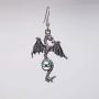Gothic Dragon Dangle Earrings Silver Finish Pewter Mystical Jewelry