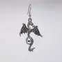 Gothic Dragon Dangle Earrings Silver Finish Pewter Mystical Jewelry
